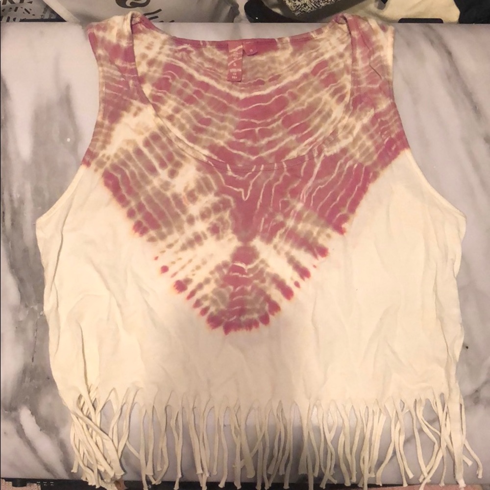 Tie dye fringe tank